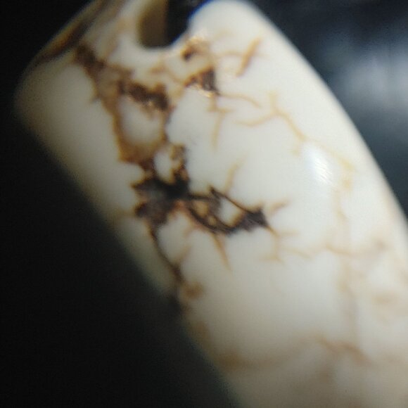 Tribal Necklace Black Tube Leather Stone White Leaf Beads Boho Statement Jewelry - Picture 6 of 15